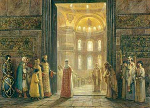 Княгиня Ольга вступает в храм Святой Софии